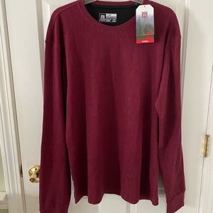 Avalanche Sleepwear LS Thermal Waffle Knit Crewneck Shirt Men's Size XL Maroon